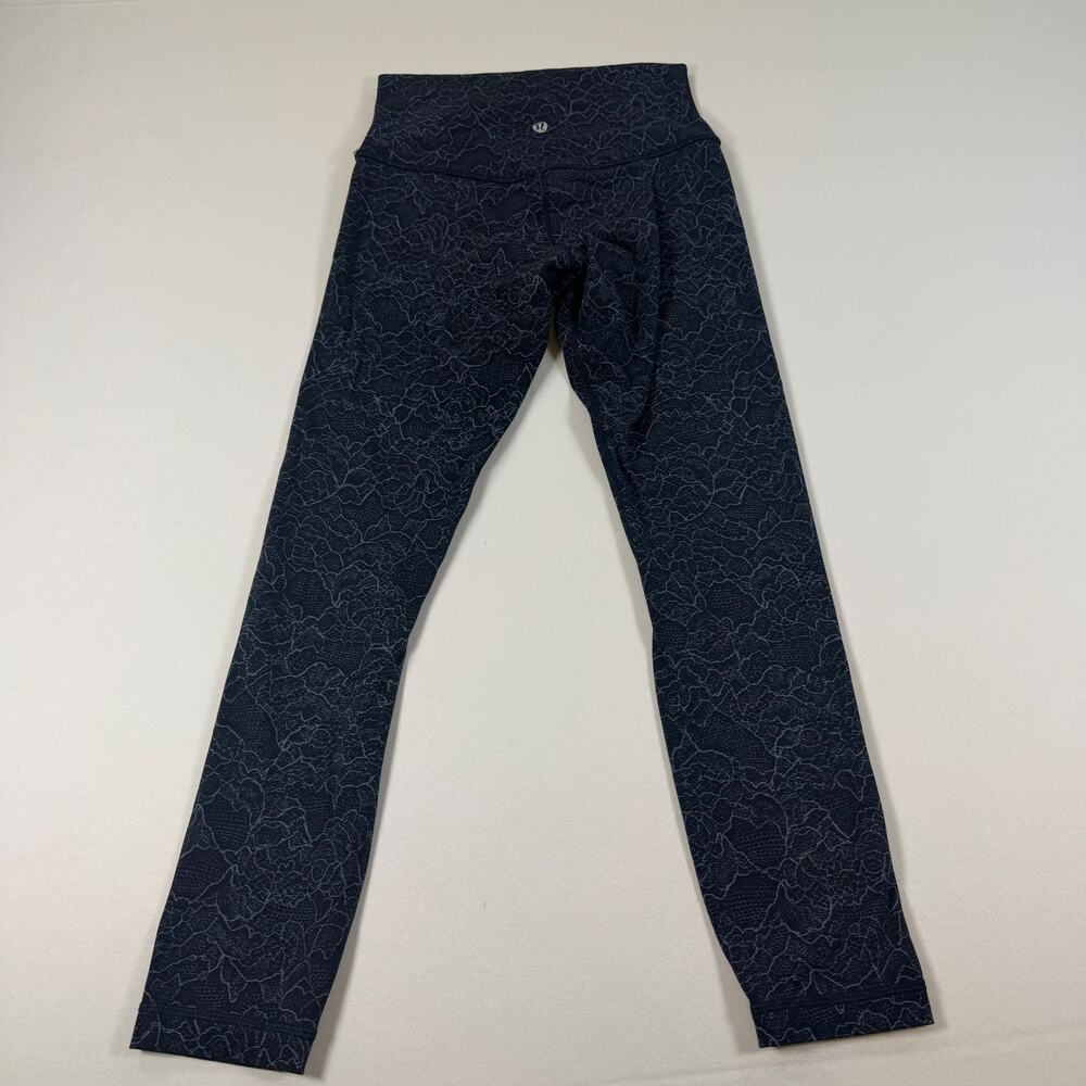 Lululemon Align Pant II 25 inch inseam Lacescape Dark Cast Black size 4 EUC - Picture 4 of 8